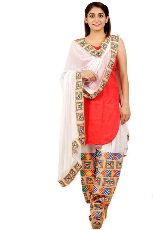 Phulkari Patiala Salwar Dupatta Set - PinkPhulkari California