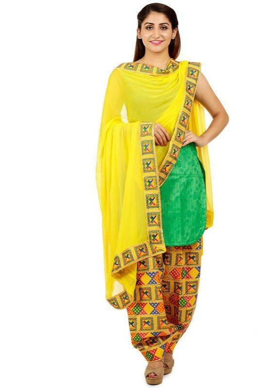 Phulkari Patiala Salwar Dupatta Set - PinkPhulkari California