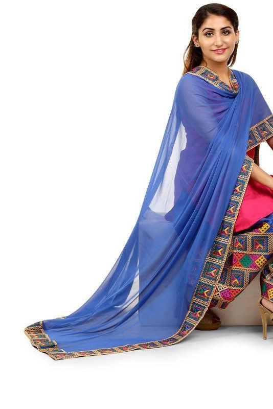 Phulkari Patiala Salwar Dupatta Set - PinkPhulkari California