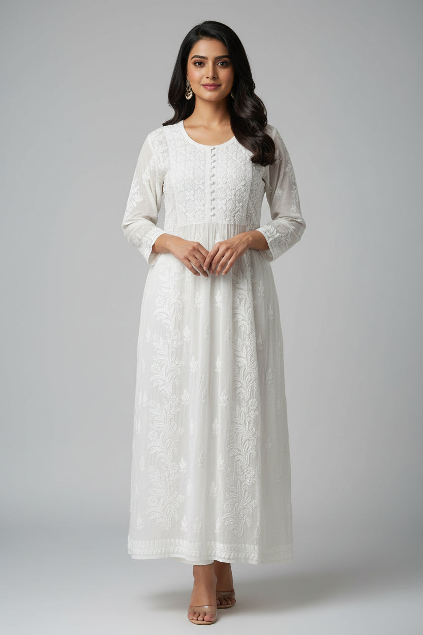 chikankari long dress Lime green Chikankari Gown (Set of 1)  Shop Label Aishwaryrika